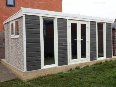 Composite Pent Concrete Shed 785 - PVCu Window, Fascias and Door