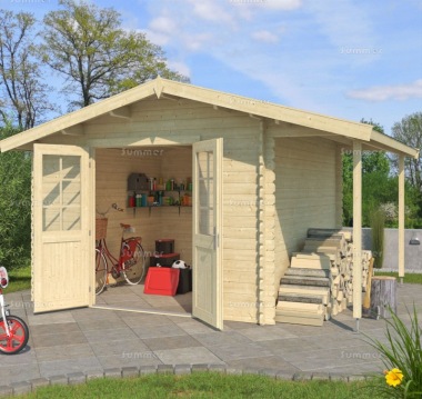 Apex 34mm Log Cabin Shed 653 - With Log Store, PEFC Certified