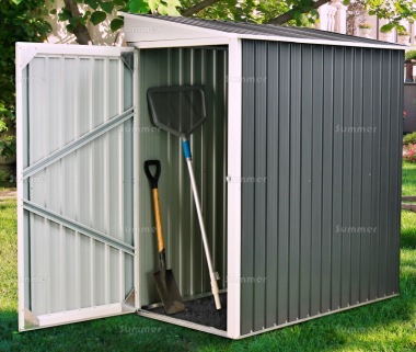 Pent Metal Shed 437 - Hinged Door, Galvanized Steel Pent Metal Shed 437 - Hinged Door, Galvanized Steel