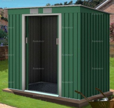 Pent Metal Shed 361 - Double Door, Galvanized Steel