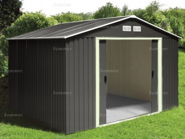Apex Metal Shed 374 - Double Door, Galvanized Steel Apex Metal Shed 374 - Double Door, Galvanized Steel
