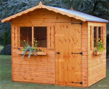 shiplap transverse apex shed 579 - shutters, window boxes