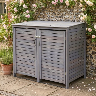 Wheelie Bin Store 249 - Grey Wooden Slatted, FSC® Certified Wheelie Bin Store 249 - Grey Wooden Slatted, FSC® Certified