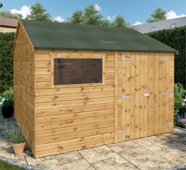 Side Door Apex Shed 305 - All T and G, Double Door